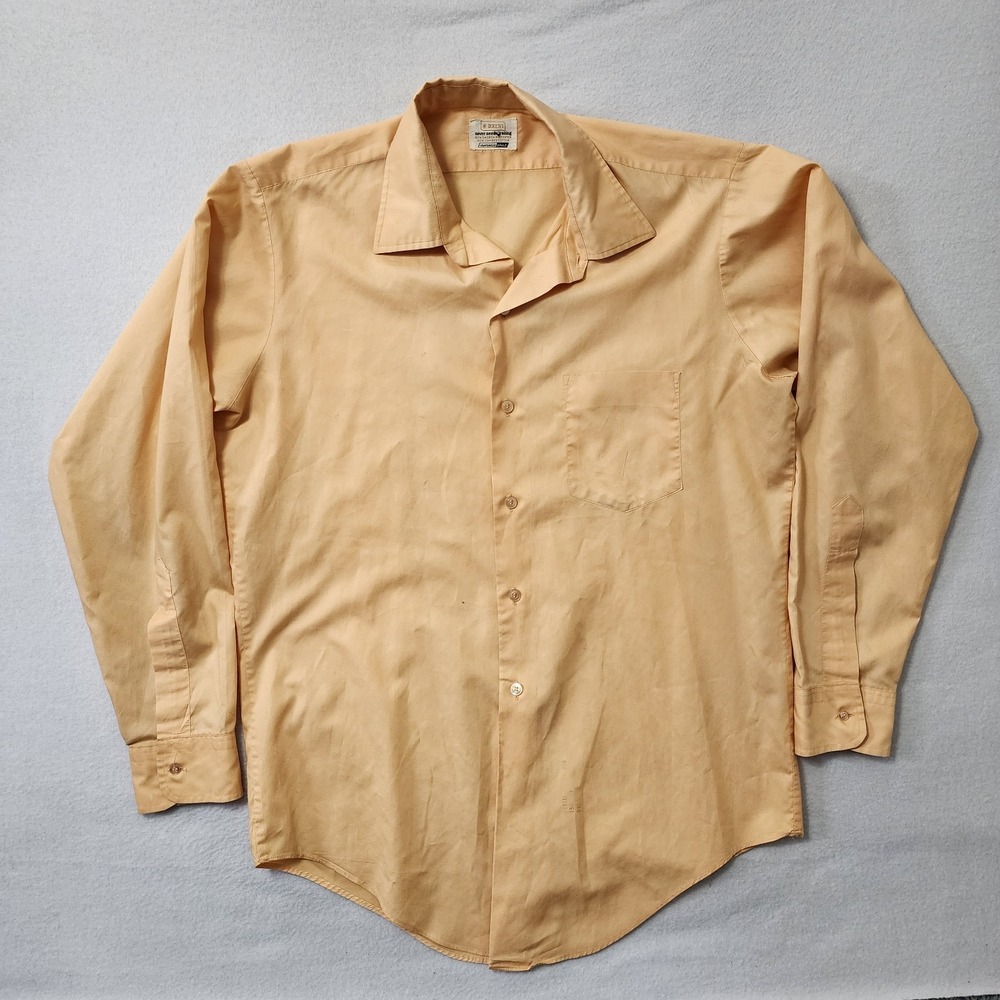 True Vintage 50s Brent Sanforized Shirt Mens 15½ 34 Large Dacron Combed Cotton